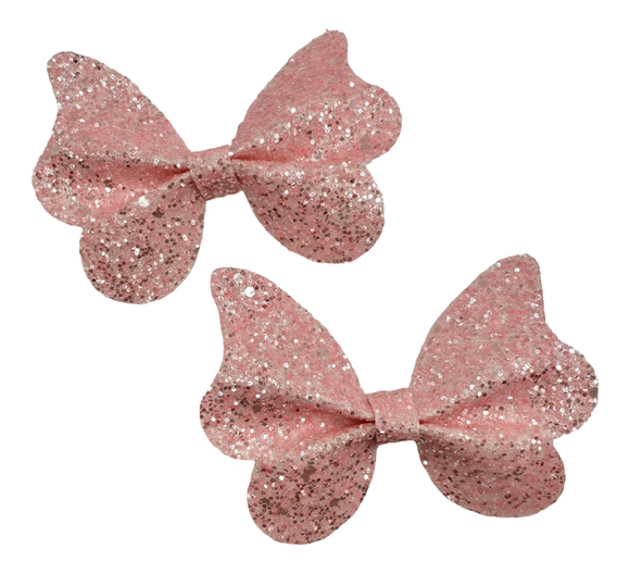 Light Pink Butterfly Bow Clip set